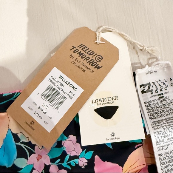 NWT BILLABONG Lost Cove low rider Reversible Tropic Bikini Bottom L - Picture 3 of 6